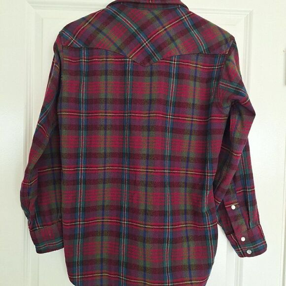 Pendleton red plaid blouse button down medium - Picture 3 of 9